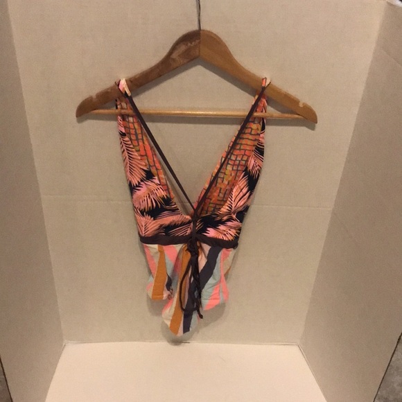 Maaji Orange and Purple Jungle Plunge One Piece Swimsuit Size L - Picture 6 of 11